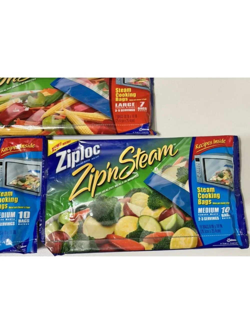 Ziploc Zip ’n Steam Cooking Bags Lot of 3 Packs, 2 Med 1 Large 27 Total Bags NEW